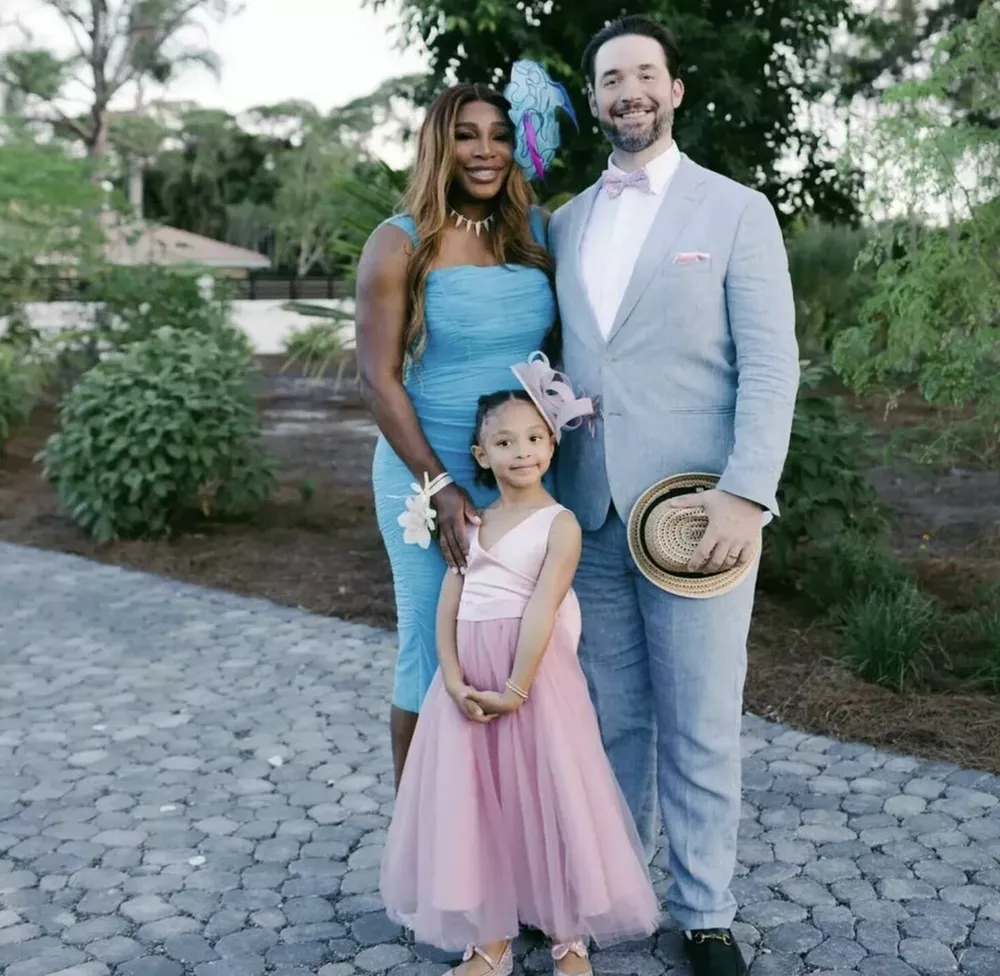 Серена Уильямс с супругом и дочерью